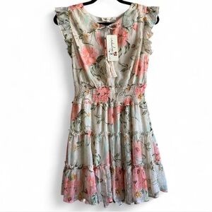 Indulge Floral Mini Dress - Pink & Cream Size Medium NWT